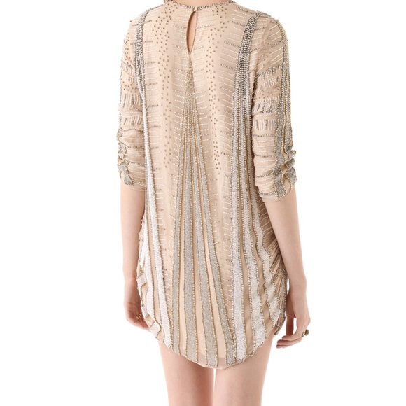 Parker black Michelle embellished beaded dress in Nude - Picture 2 of 3